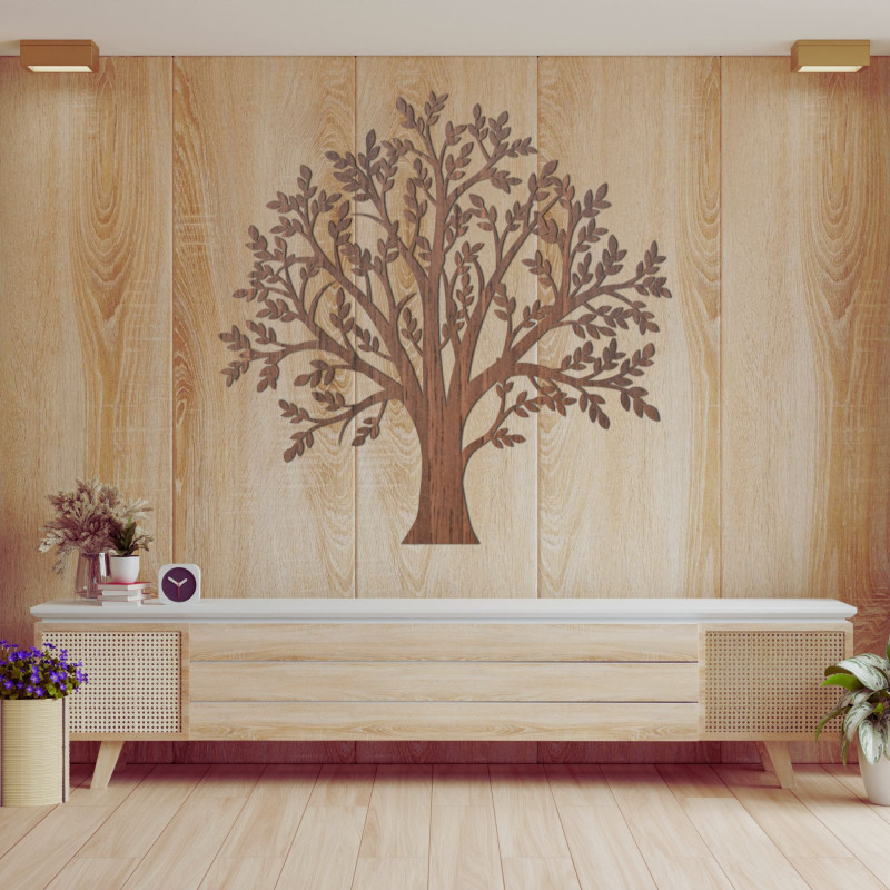 Wooden Tree of Life on the wall creates an elegant and harmonious atmosphere in the home