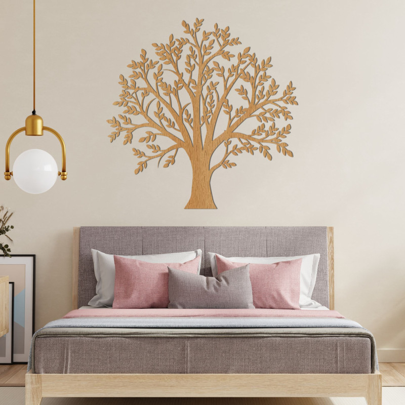 Wooden Tree of Life on the wall creates an elegant and harmonious atmosphere in the home