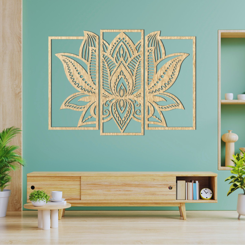 Impressive wooden lotus flower decoration - PURUS