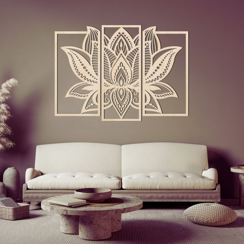Impressive wooden decoration lotus flower - PURUS