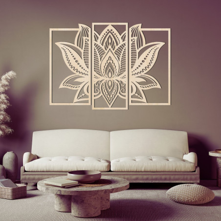 Impressive wooden decoration lotus flower - PURUS