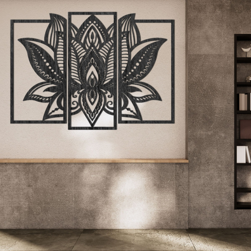 Impressive wooden decoration lotus flower - PURUS