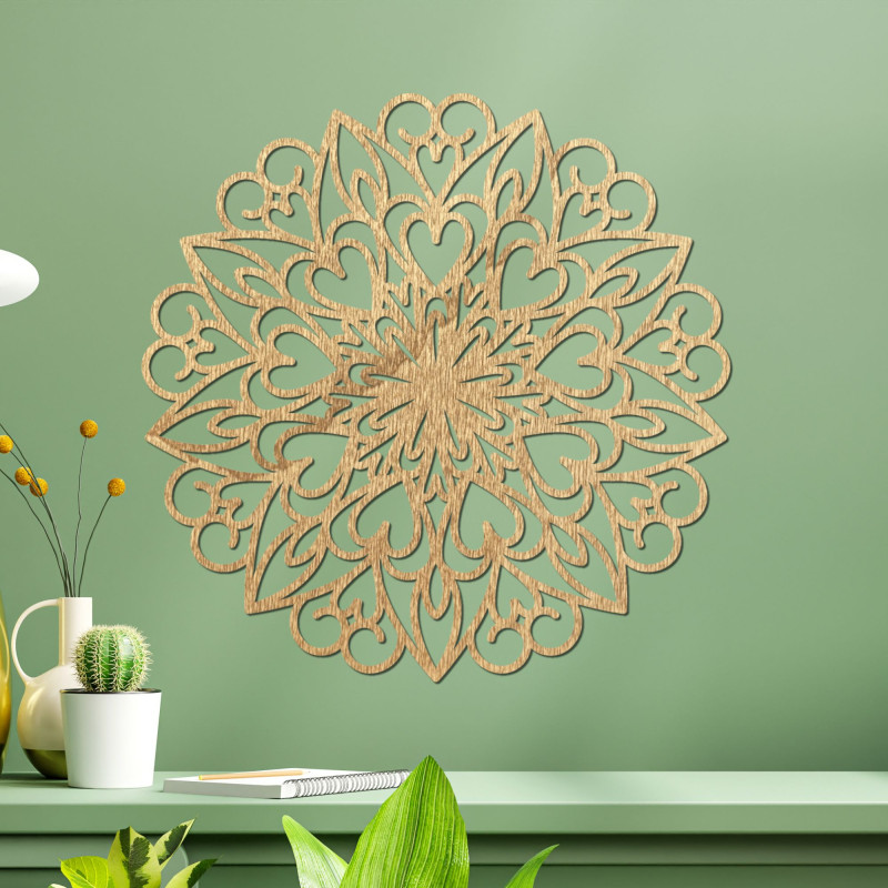 Carved mandala, wooden wall decoration - FARLIKT