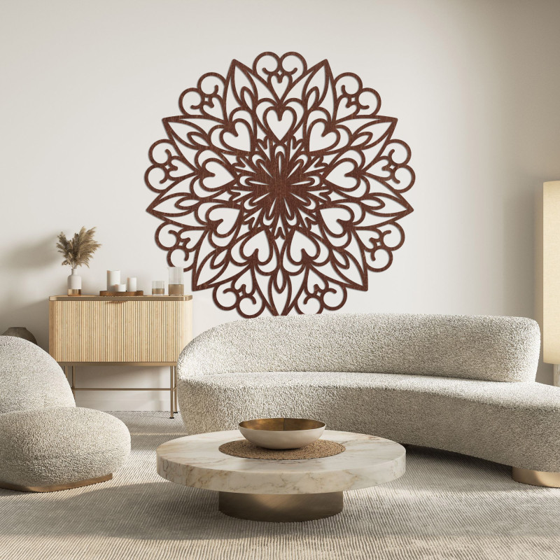 Carved mandala, wooden wall decoration - FARLIKT