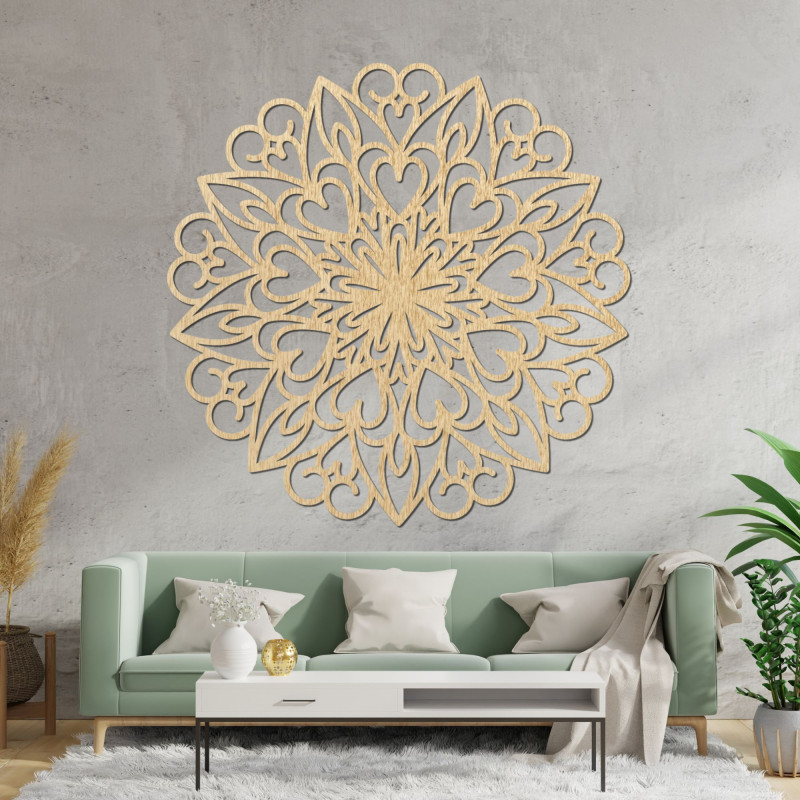 Carved mandala, wooden wall decoration - FARLIKT