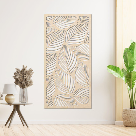 Wooden wall painting leaves