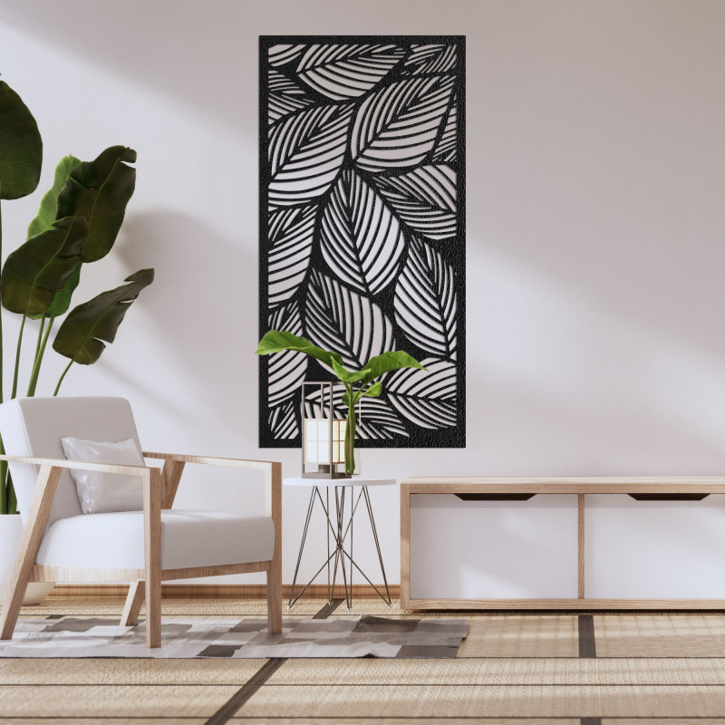 Wooden wall decoration Leaf: Tropical wooden panel painting | LUFUS
