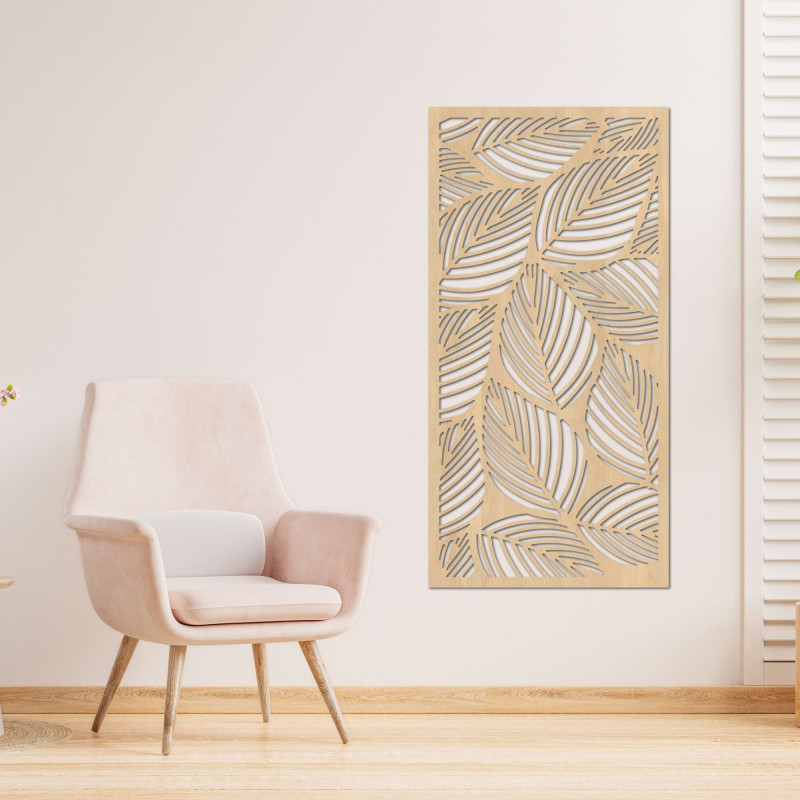 Wooden wall decoration Leaf: Tropical wooden panel painting | LUFUS