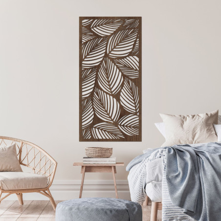 Wooden wall decoration Leaf: Tropical wooden panel painting | LUFUS