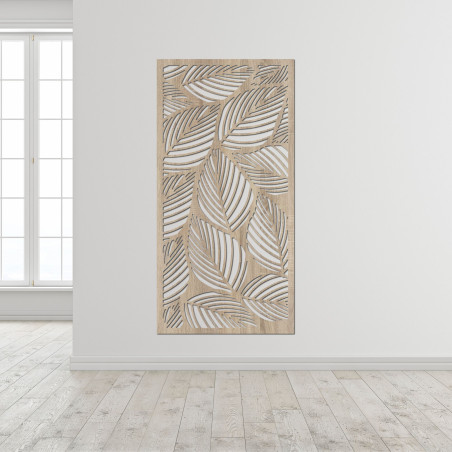 Wooden wall decoration Leaf: Tropical wooden panel painting | LUFUS