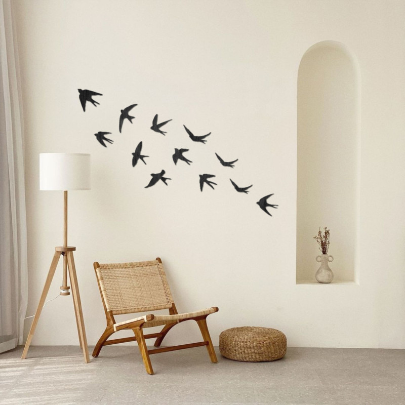 Wooden wall decorations flying birds - FLOCK