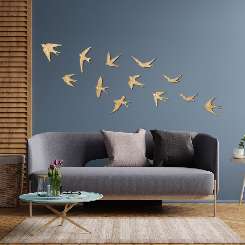 Wooden wall decorations flying birds - FLOCK