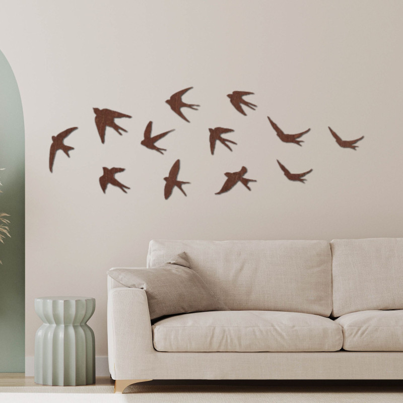 Wooden wall decoration flying birds - FLOCK