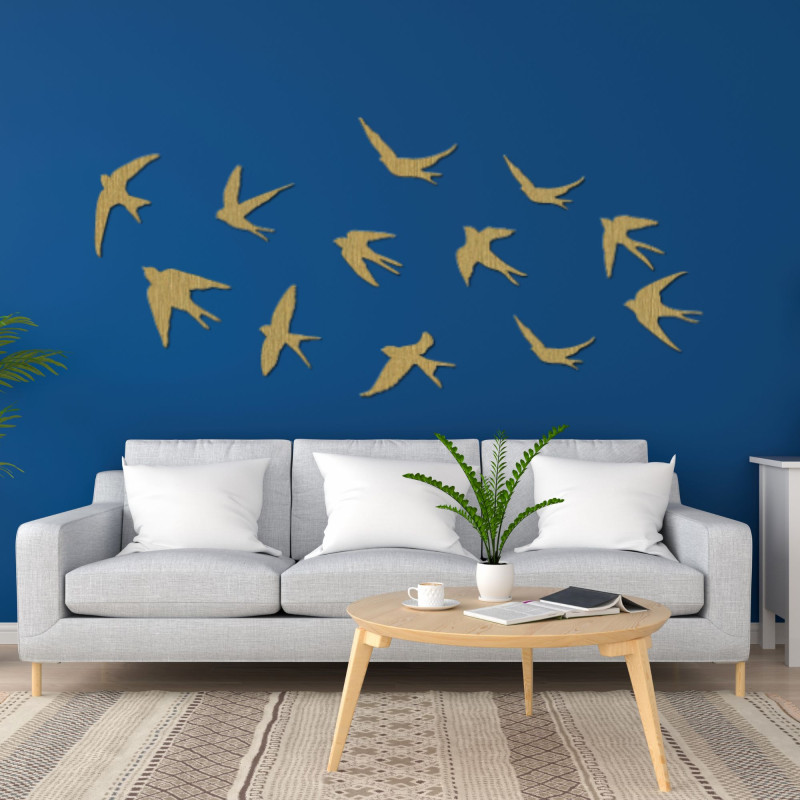 Wooden wall decoration flying birds - FLOCK