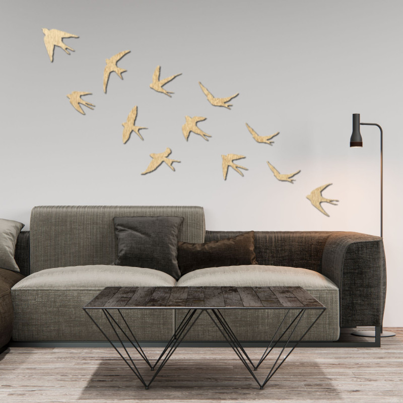 Wooden wall decorations flying birds - FLOCK