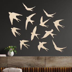 Wooden wall decorations flying birds - FLOCK