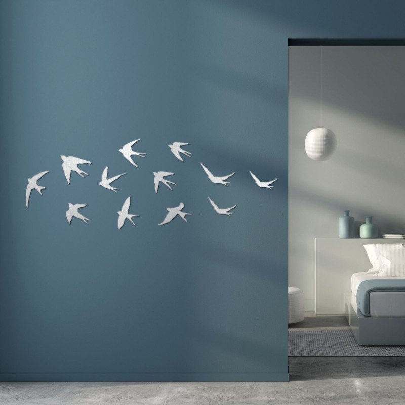 Wooden wall decorations flying birds - FLOCK