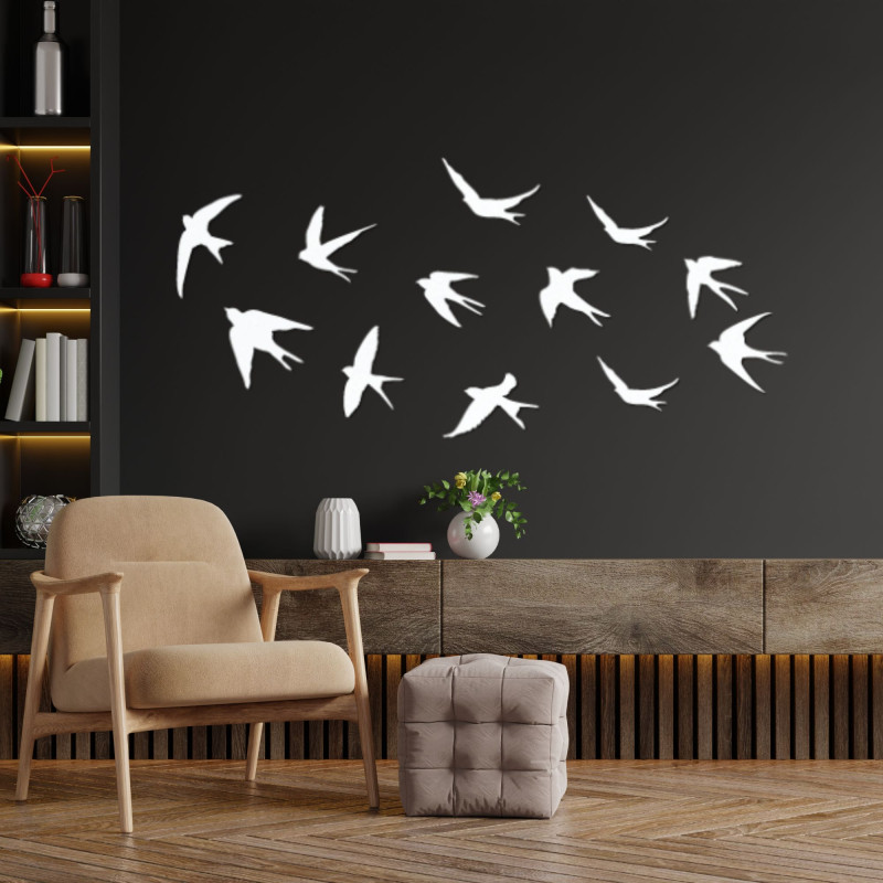 Wooden wall decoration flying birds - FLOCK