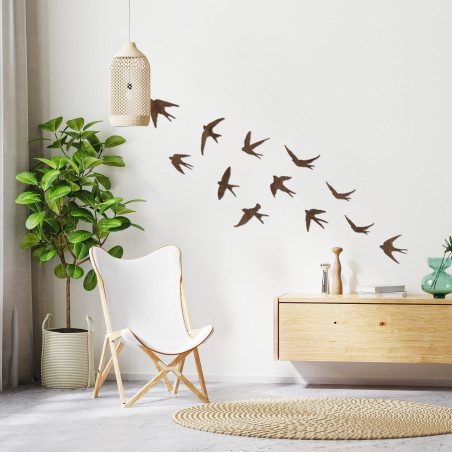 Wall decoration - swallows, wooden flying birds, nature-inspired art - HEJNO