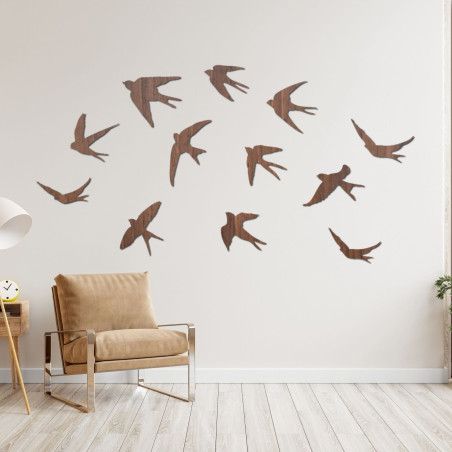 Wall decoration - swallows, wooden flying birds, nature-inspired art - HEJNO