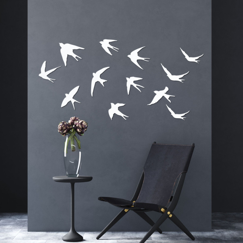 Wooden decorations of flying birds - FLOCK