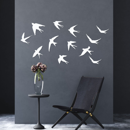 Wall decoration - swallows, wooden flying birds, nature-inspired art - HEJNO