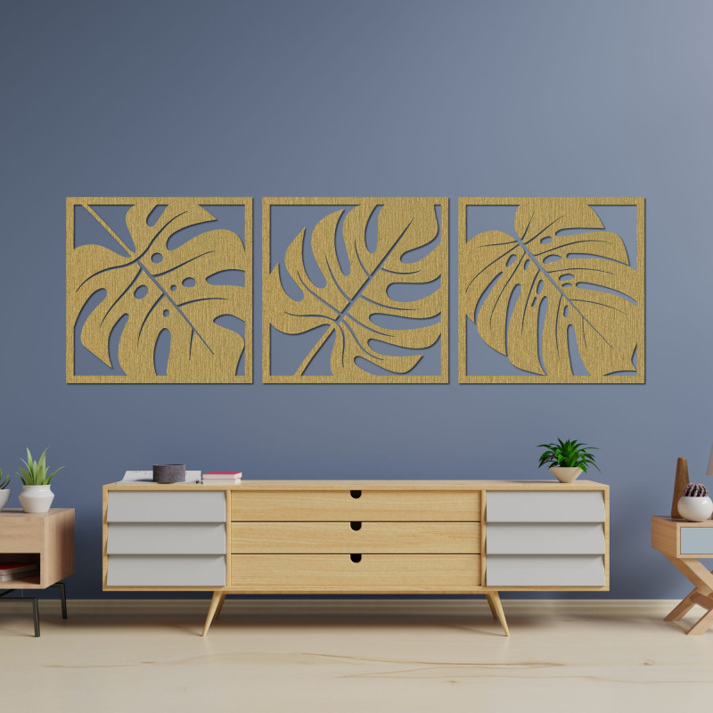 Wooden monstera wall decoration - SALAS