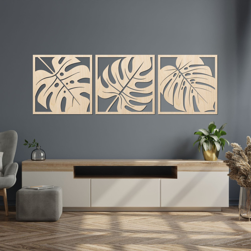 Wooden wall decoration monstera - SALAS