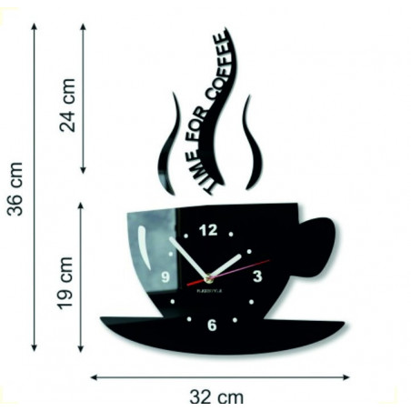 Dimensions of the X-momo wall clock. Designer wall clock made of PMMA Dimensions of the X-momo wall clock. Designer wall clock made of PMMA
