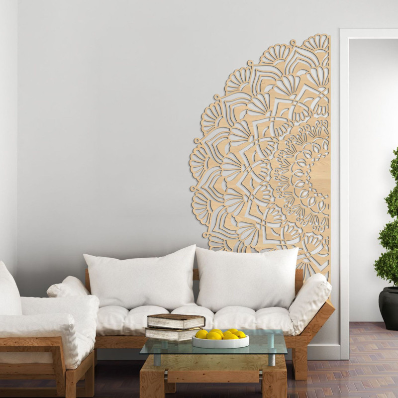 Unique half wooden mandala for the wall - MENSIS