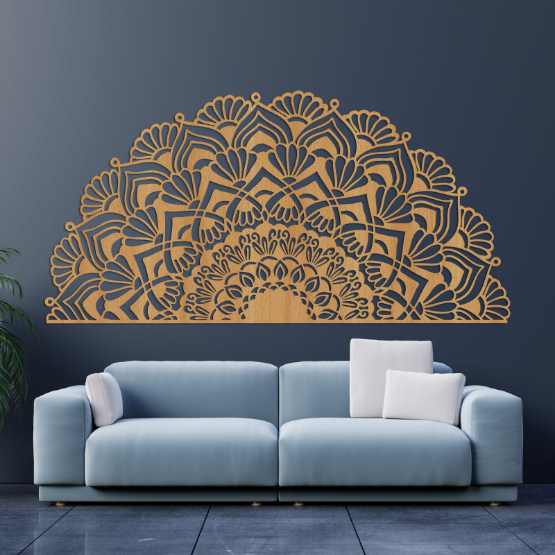 A precisely carved wooden mandala for a harmonious modern home