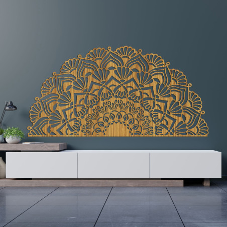 A precisely carved wooden mandala for a harmonious modern home