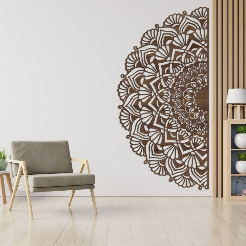 A precisely carved wooden mandala for a harmonious modern home