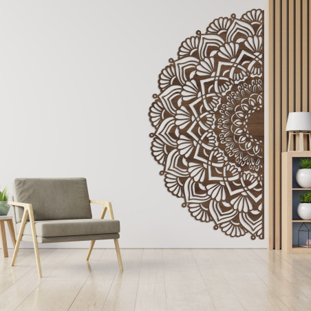 A precisely carved wooden mandala for a harmonious modern home