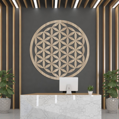 Elegant carved wooden mandala for wall - FLORUM