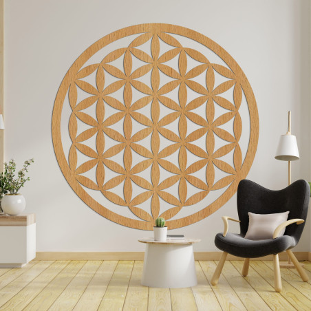 Elegant carved wooden mandala for wall - FLORUM