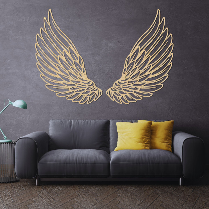 Exceptional wooden wall decoration angel wings