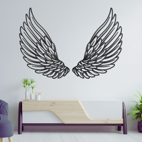 Exceptional wooden wall decoration angel wings