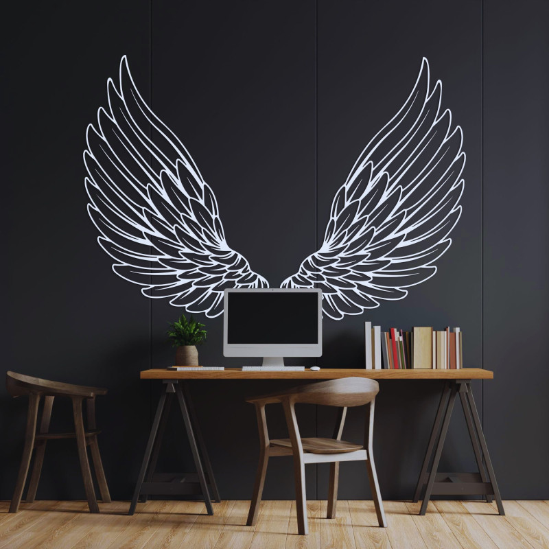 Exceptional wooden wall decoration angel wings