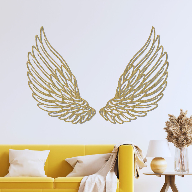 Exceptional wooden wall decoration angel wings