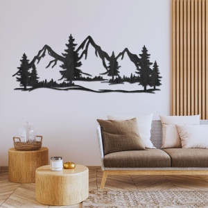 Wooden wall decoration - massive mountains and forest - MAGNA