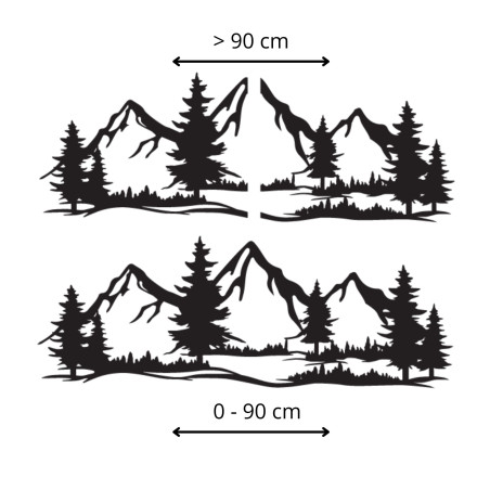 A wooden wall painting with a motif of mountains and forests will bring the atmosphere of wild nature into your home.