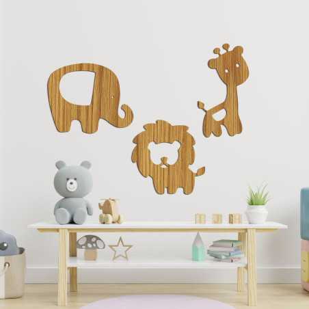 Wooden decoration elephant, lion, giraffe - SAFARI