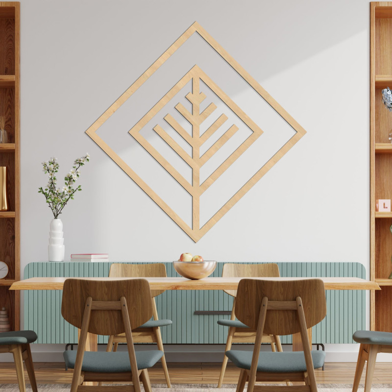 Modern geometric wooden wall decoration for a stylish interior