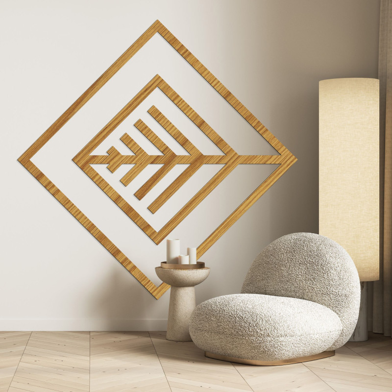 Geometric wooden picture with minimalist design for the wall
