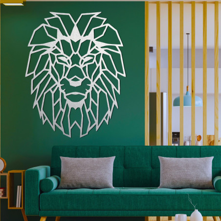 Geometric wooden lion - modern wall decoration