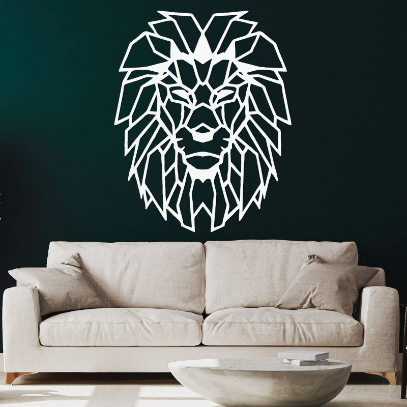 Geometric wooden wall painting lion head - LEONART