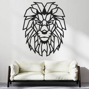 Geometric wooden wall painting lion head - LEONART
