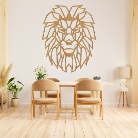 Geometric wooden wall painting lion head - LEONART