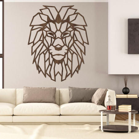 Geometric wooden wall painting lion head - LEONART